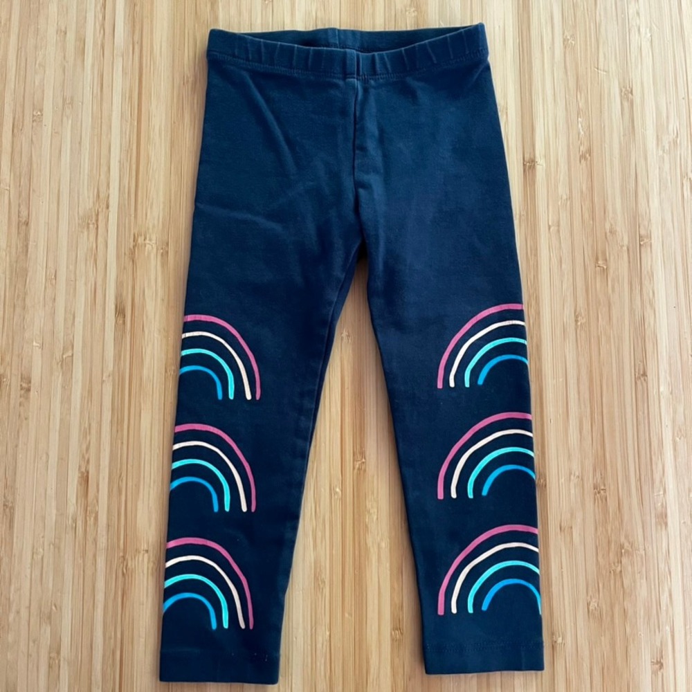 Tea Collection Cotton Blend‎ Rainbow Navy Blue Leggings Girls size 2